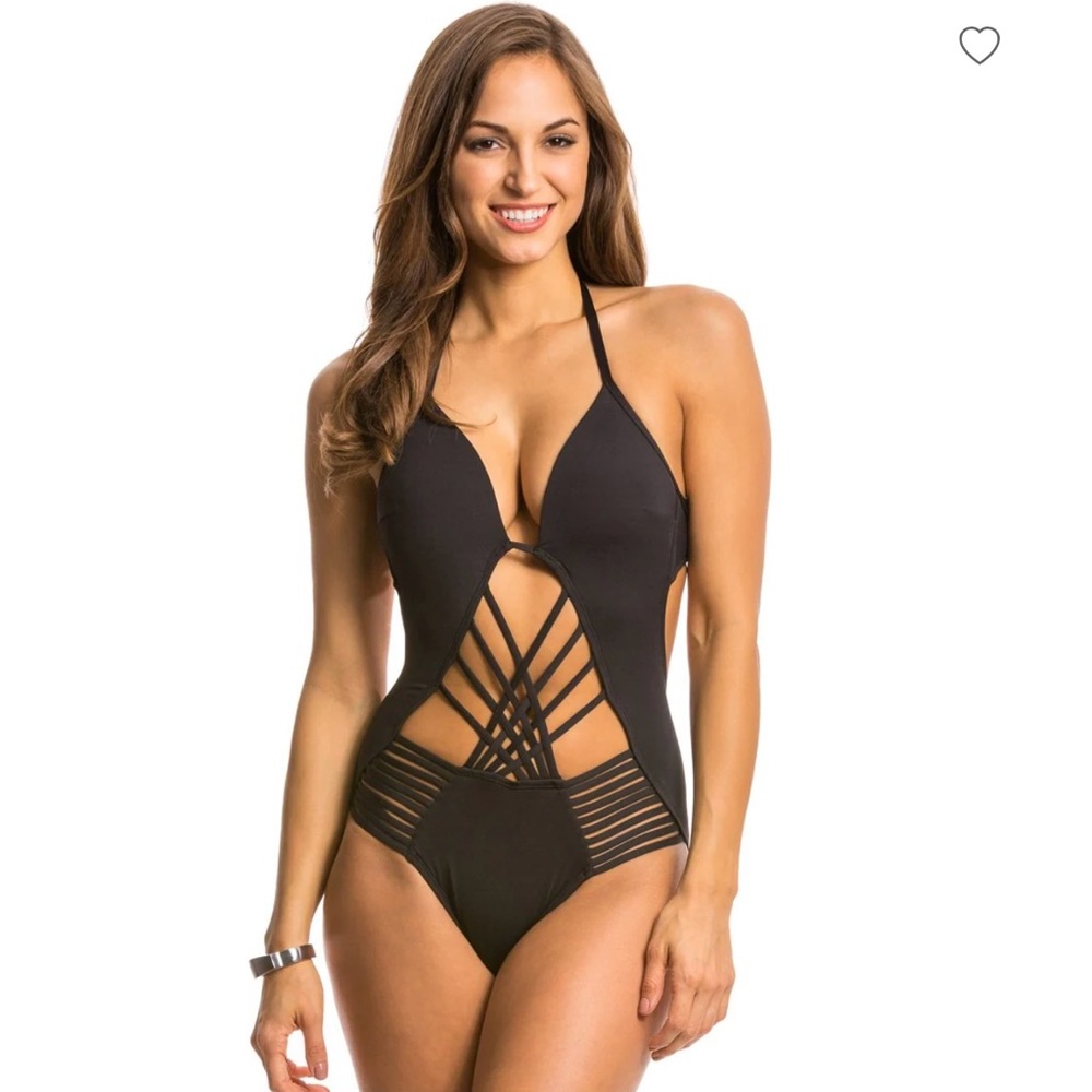 Kenneth Cole Strappy Push Up One Piece Swimsuit